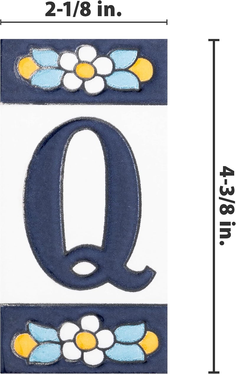 Merola Tile Sevillano Flora Address Letters Q 2-1/8" x 4-3/8" Ceramic Wall Tile - Image 4